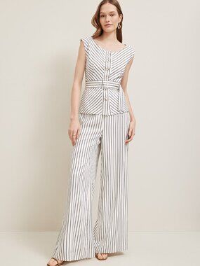 Ann Taylor Side Zip Wide-Leg Pant in Twill, size 10